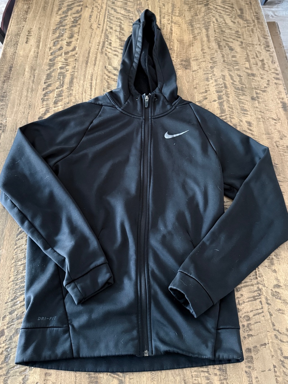 Nike Dri-FIT Full Zip Hoodie Black Small Athletic Training Jacket